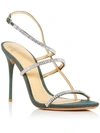 Alexandre Birman Sally 100 Crystal-embellished Faille Slingback Sandals In Green