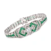 ROSS-SIMONS CZ AND SIMULATED EMERALD BRACELET IN STERLING SILVER