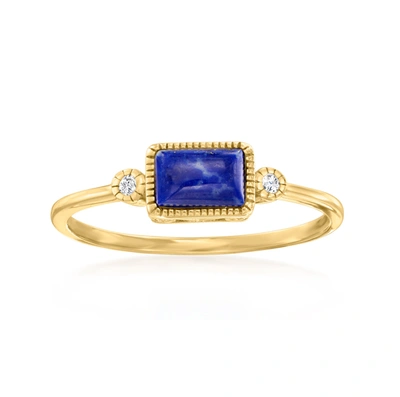 Rs Pure Ross-simons Lapis And Diamond-accented Ring In 14kt Yellow Gold In Blue