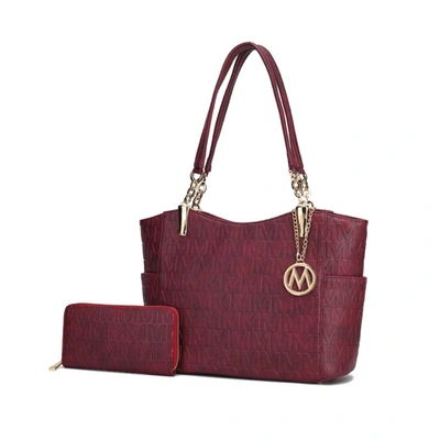 Mkf Collection By Mia K Alexandra Vegan Leather Women's Tote Bag With Wallet - 2 Pieces In Red