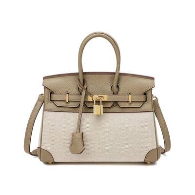 Tiffany & Fred Paris Tiffany & Fred Canvas & Leather Satchel/shoulder Bag In Beige