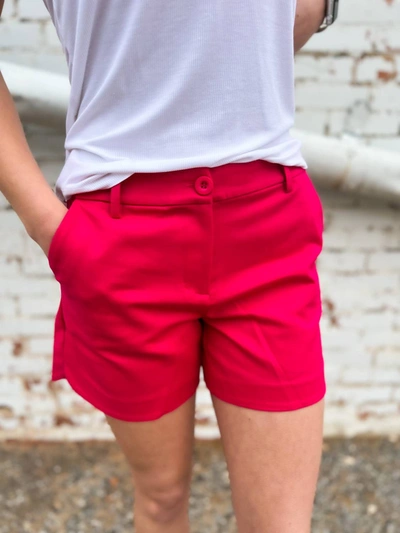 Jade Side Round Shorts In Fuchsia In Red