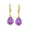 Ross-simons Pear-shaped Amethyst Earrings In 14kt Yellow Gold In Purple