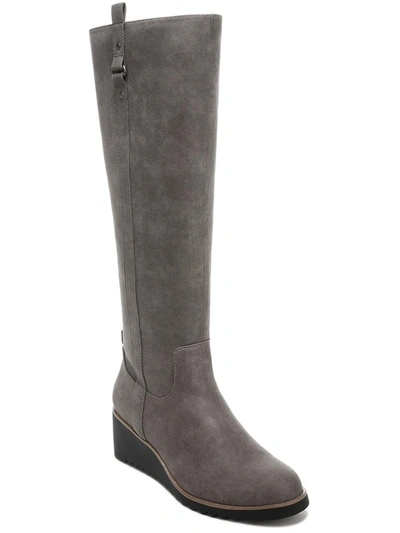 Lifestride Zeppelin Womens Wedge Heel Zipper Knee-high Boots In Grey