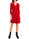 JESSICA HOWARD WOMENS CABLE KNIT V-NECK SWEATERDRESS