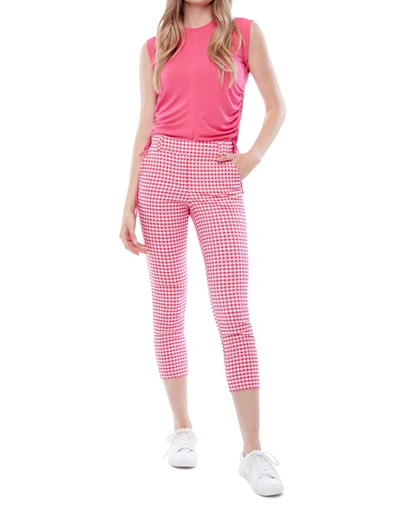 Iltm Charlotte Gingham Cropped Pant In Fuchsia/white In Pink