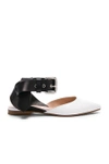 MONSE MONSE LEATHER FLATS IN WHITE,P79P8017LWH