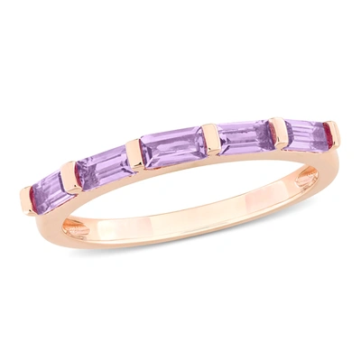 Mimi & Max 5/8ct Tgw Baguette-cut Rose De France Band In 10k Rose Gold In Purple