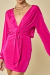 Blue Blush Wrap Mini Dress In Magenta In Pink
