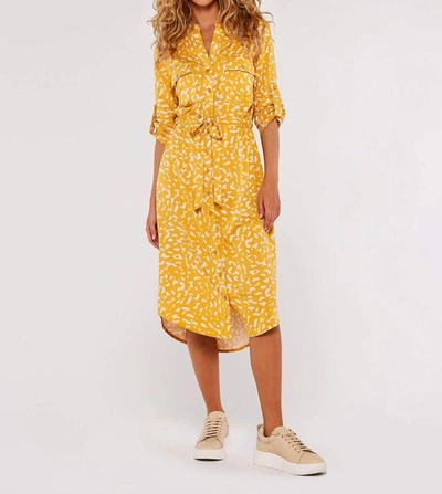 Apricot Karen Drawstring Safari Shirt Dress In Yellow