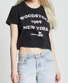 Recycled Karma Woodstock '69 New York Crop Tee In Black In Black