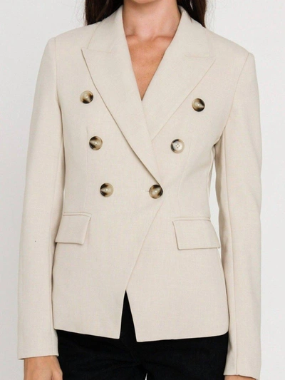 2.7 August Apparel Double Breasted Blazer In Cream In Beige