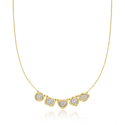 Ross-simons Diamond Multi-shape Station Necklace In 18kt Gold Over Sterling In Silver