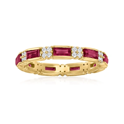 Ross-simons Rhodolite Garnet And White Zircon Ring In 18kt Gold Over Sterling In Pattern
