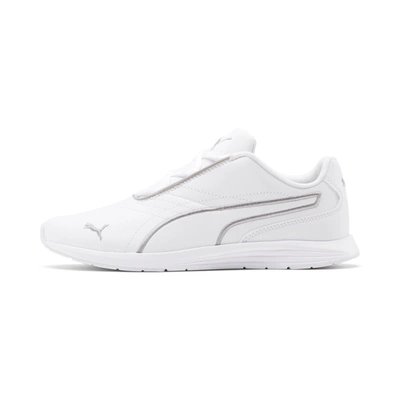Puma Ella Lace Up Women's Shoes In White- Silver