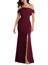 After Six Off-the-shoulder Draped Cuff Maxi Dress With Front Slit In Red