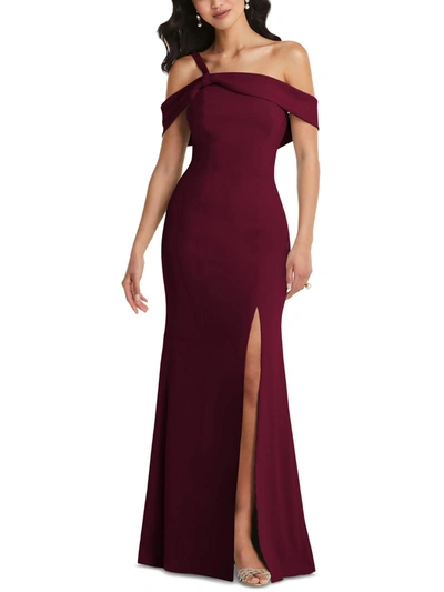 After Six Off-the-shoulder Draped Cuff Maxi Dress With Front Slit In Red