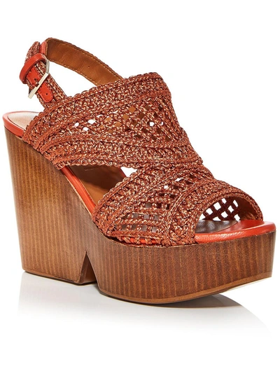 Clergerie Paris Didy Womens Leather Metallic Wedge Sandals In Orange