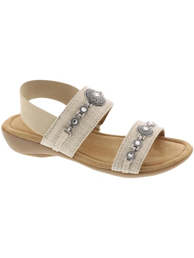 Minnetonka York Womens Peep Toe Slide On Wedge Sandals In White