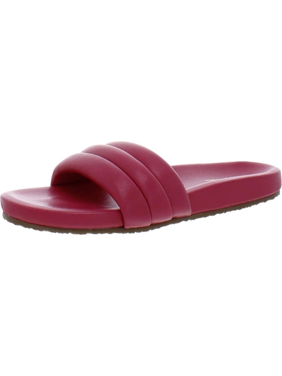 Seychelles Low Key Womens Leather Ribbed Slide Sandals In Red