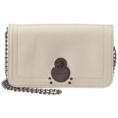 Longchamp Women's Cavalcade Wallet Silver Chain Strap Leather Handbag In Argile In White