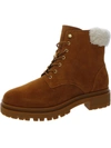 Ralph Lauren Carlee Womens Suede Shearling Combat & Lace-up Boots In Brown