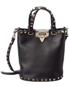 Valentino Garavani Rockstud Crossbody Pouch In Grainy Calfskin Woman Black Uni In Black