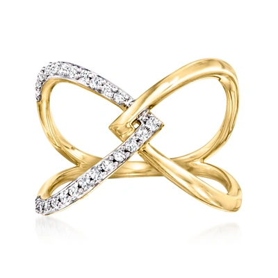 Rs Pure By Ross-simons Diamond Interlocking Ring In 14kt Yellow Gold In Silver