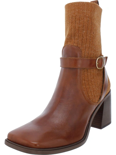 Sam Edelman Marci Womens Leather Sock Ankle Boots In Brown