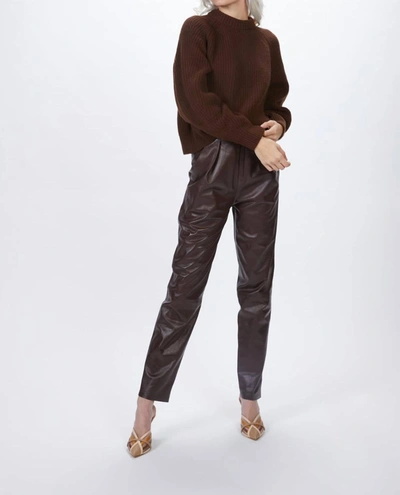 Zeynep Arcay Pleated Leather Pants In Plum In Grey