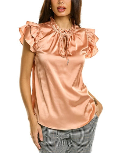 Anne Klein Matte Satin Blouse In Orange