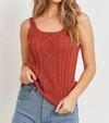 PAPER CRANE CABLE KNIT SWEATER CAMI IN RUST