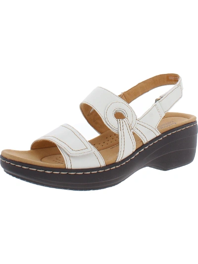 Clarks Merliah Womens Faux Leather Stretch Ankle Strap In White