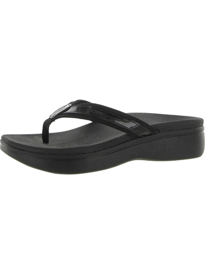 Vionic High Tide Ll Womens Patent Summer Platform Sandals In Black