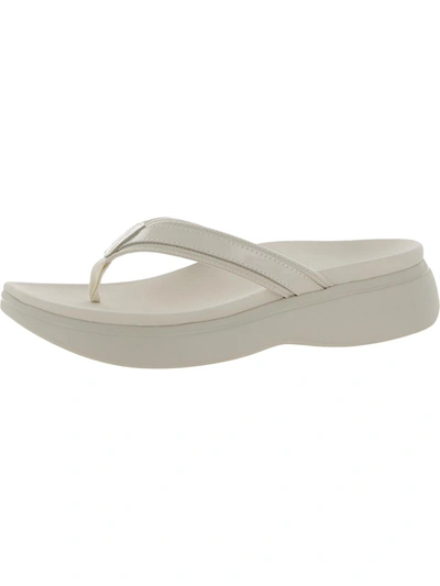 Vionic Layne Womens Patent Slip On Thong Sandals In White