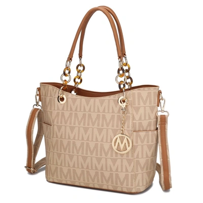 Mkf Collection By Mia K Kissaten Milan "m" Signature Tote Handbag In Beige