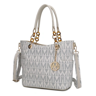 Mkf Collection By Mia K Kissaten Milan "m" Signature Tote Handbag In White