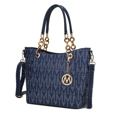 Mkf Collection By Mia K Kissaten Milan "m" Signature Tote Handbag In Blue