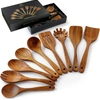 Zulay Kitchen 9-piece Natural Teak Wooden Utensils For Cooking In Brown