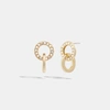 Coach Outlet Interlocking Open Circle Pearl Huggie Earrings In Gold