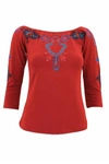 VINTAGE COLLECTION WOMEN'S SUNRISE SALTILLO KNIT TOP IN RED