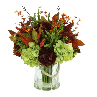 CREATIVE DISPLAYS FALL ARRANGEMENT W/ HYDRANGEA, HEATHER AND PAMPAS