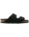 Birkenstock Arizona Genuine Shearling Lined Slide Sandal In Black