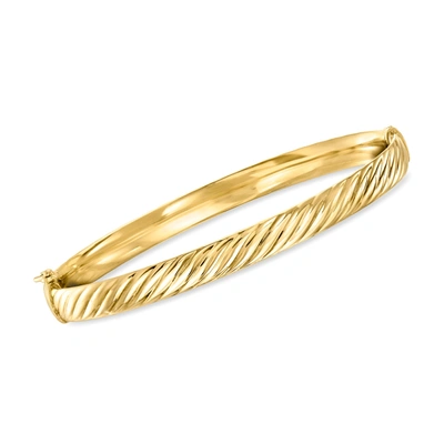 Ross-simons Italian 18kt Yellow Gold Twisted Bangle Bracelet In Multi