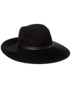 Phenix Wide Brim Leather-trim Wool Fedora In Black