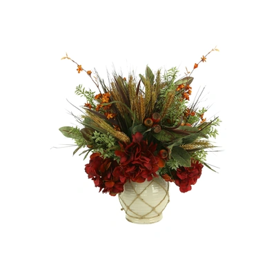 Creative Displays Fall Arrangement W/ Hydrangea, Wheat And Berries In Red