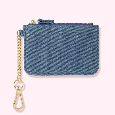 Stoney Clover Lane Mini Keychain Wallet In Denim In Blue