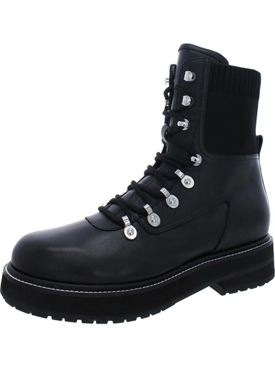Marc Fisher Ltd Freely Womens Faux Fur Water Resistant Combat & Lace-up Boots In Black
