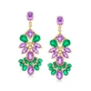 Ross-simons Amethyst And Green Chalcedony Drop Earrings With . White Topaz In 18kt Gold Over Sterling In Purple