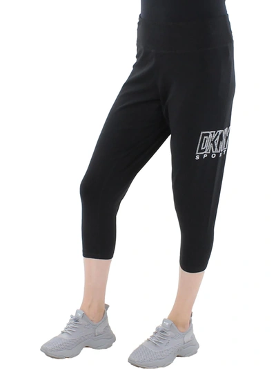 Dkny Sport Plus Womens High-waist Fitness Athletic Leggings In Black